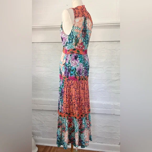Lula Soul Floral Patchwork Sleeveless Maxi Dress Boho Tiered Sundress - Picture 5 of 15